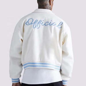 Chaqueta Universitaria Blanca Personalizada para Hombre, Chaqueta Universitaria de Lana Premium con Mangas Largas para Marca Privada - Product Image 4