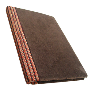 High Quality Customization Logo Hard Cover Cream Colour Paper With Brown Velvet With Matching Spine As Cover Hard Cover Notebook - Product Image 2