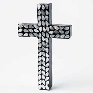 Cruz Sagrada Cristiana Tradicional con Incrustaciones de Nácar, Regalo Religioso de Lujo Hecho a Mano para el Hogar, Bautizo, Bar Mitzvah, Aniversario - Product Image 1