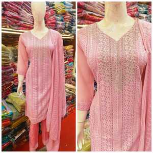 Chikankari Women's Indian Traditional Salwar Kameez <b>White</b> Cotton Wedding Diwali Festive Parties Wholesale - Product Image 5