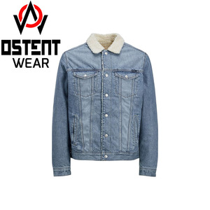 Veste en jean d'hiver pour hommes et femmes, vente en gros personnalisée, broderie noire, style streetwear, intérieur en laine douce, bouton unique, poche - Product Image 5