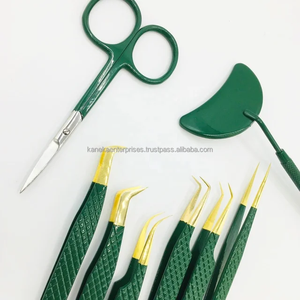 Pinzas de Precisión Antiestáticas Profesionales de Alta Calidad para Extensión de Pestañas, Punta Dorada, Acero Inoxidable, Empaque con Logotipo Personalizado - Product Image 3