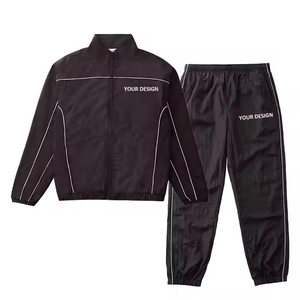 Survêtements coupe-vent en nylon de la meilleure qualité demandée OEM survêtements deux pièces respirants à fermeture éclair avec logo imprimé personnalisé - Product Image 2