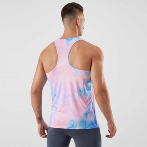 Gilet d'entraînement polyvalent respirant tie-dye pour hommes, séchage rapide, fitness, gilet sans manches, tissage tricoté pour la musculation - Product Image 6