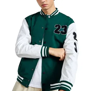 Button-Up 2023 enfants printemps et automne sport Baseball veste brodé col montant manteau avec couleur bloquée Design - Product Image 1