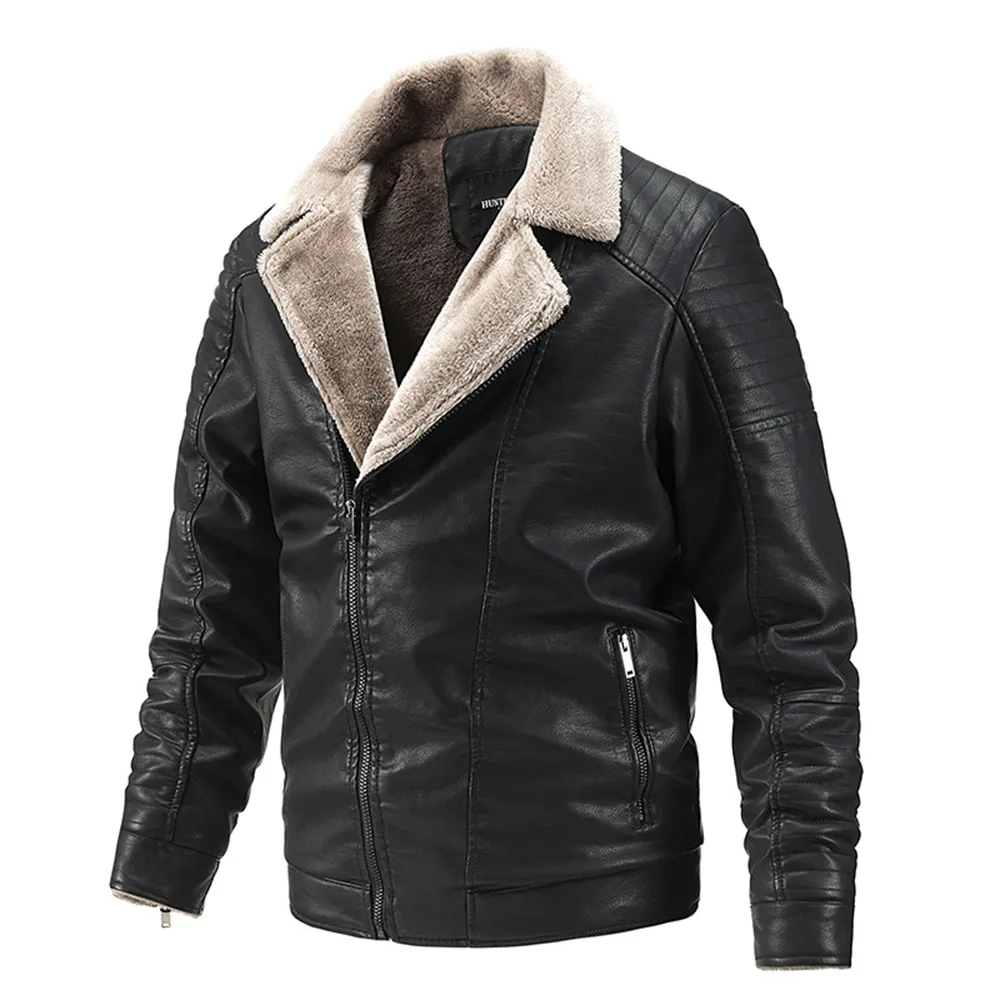 2023 Style Top Quality Material Aviator Pilot Brown Flying Leather Jacket Men Black Fur Collar Bomber