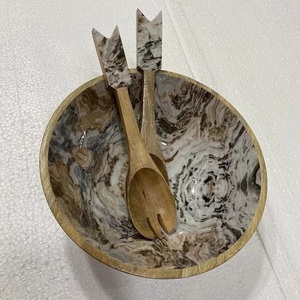 Ensemble de bols et de cuillères en bois de nacre, design moderne, aspect naturel poli, qualité alimentaire durable, cadeaux d'affaires en carton - Product Image 6