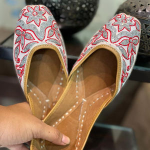 Women Leather <b>Jutti</b> Party Wear Women Sandal Indian Heavy Punjabi <b>Jutti</b> - Product Image 1