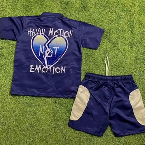 2025 personnalisé Nylon solide surdimensionné survêtement hommes tendance Double fermeture éclair à capuche Shorts ensemble numérique automne brodé survêtement - Product Image 2