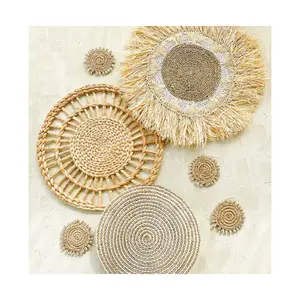 Seagrass Wall Basket Hanging Decoration for Home and Office Handwoven Natural Seagrass Wall Decoration Hanging Wall Plate