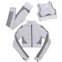 Prix de gros, haute qualité, luxe, ensemble de yoga 3 pièces sur mesure, sans couture, haut de gamme, tenue de sport pour femmes, vêtements de sport grande taille