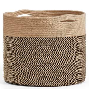 Wholesale Supplier Large Cotton Rope <b>Basket</b> Baby Laundry <b>Basket</b> Woven Blanket <b>Basket</b> Nursery Bin <b>Jute</b> - Product Image 2