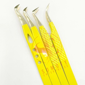Pinzas Profesionales de Acero Inoxidable para Extensión de Pestañas, Duraderas, Antiestáticas, Punta de 90 Grados, Textura Suave, Nunca se Deslizan - Product Image 1
