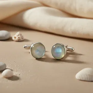 Boutons de manchette et pince à cravate pour homme en argent sterling 925 avec pierres précieuses – Hypoallergéniques, résistants au ternissement, ajustement sûr – Cadeau élégant et formel - Product Image 2