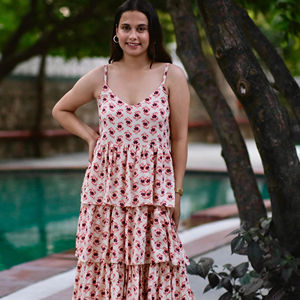 Anastasia-Robe vintage à plusieurs niveaux pour femmes, 100% coton, pierre de lune, respirante, longueur au sol, pour l'été et l'automne. - Product Image 1