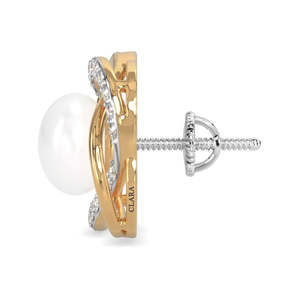 Boucles d'oreilles clous CLARA en argent sterling 925 avec perles véritables, plaquées or, rhodium et or rose, avec zircone suisse et fermoir à vis, cadeau pour femme - Product Image 3