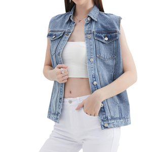 Chaleco Vaquero de Mezclilla de Alta Calidad con el Mejor Diseño Personalizado para Mujer, Ropa Casual al por Mayor, Transpirable y con Estilo Nuevo, Chaleco Vaquero de Mezclilla para Mujer - Product Image 5