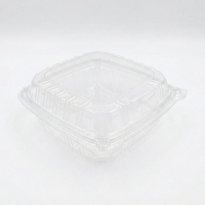 Contenitore trasparente in PET con coperchio a cerniera da 8x8 pollici (48 oz), contenitore a conchiglia per insalata, cibo freddo, conservazione alimenti - Product Image 1