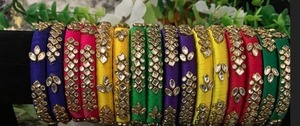 Silk Thread <b>Bangle</b>, Kundan Work <b>Bangle</b>, Return Gift, <b>Bangle</b> for Gift, Return Gift, Gift for Her, <b>Indian</b> Wedding Gift - Product Image 2