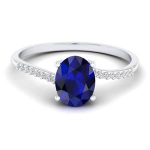 Anillo de Zafiro Azul con Corte Ovalado de 1.25 Quilates REYES Solitaire en Oro Amarillo de 14K, Certificado GRA, Joyería Fina de Moissanita para Mujer - Product Image 6