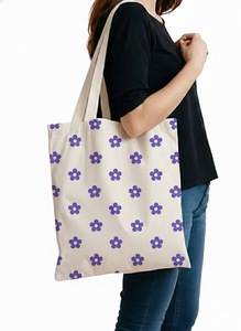BloomCraft Floral Canvas <b>Tote</b> <b>Bags</b> with Long Handle Zipper Closure & Inside Pocket-<b>Wholesale</b> - Product Image 4