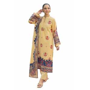 Salwar Kameez de Algodón Khaddar Azul sin Coser de 3 Piezas para Mujer, Estilo Étnico Pakistaní para Fiestas y Eventos - Product Image 6