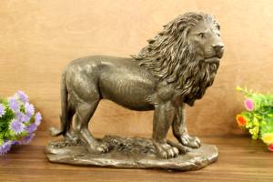 Estatua de León de pie de poliresina, en Base, hecha a mano, para decoración del hogar, acabado de cobre, regalo de Navidad - Product Image 5