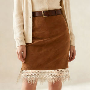 Oferta Especial: Falda Lápiz Plisada Transpirable de Cintura Natural con Diseño a Cuadros Vintage Temu 2026 SWEET BABE para Oficina y Uso Diario de Mujer - Product Image 3