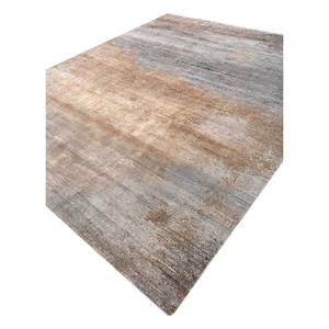 Alfombra Kavi Gris Negra de Lana y Seda de Bambú Anudada a Mano, Colección Afterglow, Forma Rectangular Abstracta para Dormitorio Juvenil - Product Image 2