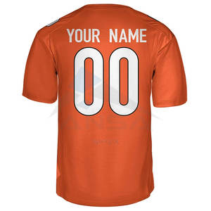 เสื้อฟุตบอลอเมริกันแบบสั่งทำพิเศษ ดีไซน์ยอดเยี่ยม แขนสั้น พิมพ์ลาย สีและขนาดตามสั่ง แห้งเร็ว ระบายอากาศได้ดี - Product Image 2