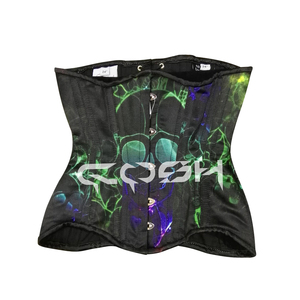 Corset sous-poitrine à imprimé crâne avec fermeture à boucle avant - Product Image 1