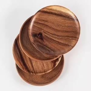 Eco-Friendly Round Wood Plate for Serving & Dining for Weddings & Kitchen Use Wooden <b>Tabletop</b> by glowin fashion - Product Image 1