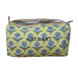 Ensemble de 3 sacs en coton matelassé tendance, imprimé, fermeture éclair, pour filles et femmes, résistant à l'eau, écologique, grand rangement, cosmétique - Product Image 5