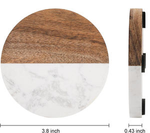 Handmade Wholesale decorative Natural wooden marble <b>coaster</b> wooden <b>coasters</b> white black wooden marble <b>coaster</b> - Product Image 6