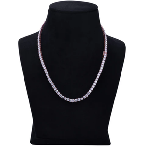 Collier en argent sterling 925 avec moissanite VVS1, style hip-hop, passe le testeur de diamants, chaîne tennis en or rose, diamant rond - Product Image 2