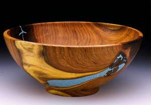 Bol en résine en bois de conception moderne sculpté à la main pièce maîtresse décorative rustique Accent de cuisine élégant pour la maison - Product Image 5