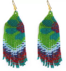 Pendientes bordados a mano de la India con cuentas de semillas, multicolor, para mujer, artesanía de bordado. - Product Image 2