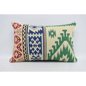 Cojín con estampado geométrico tradicional, almohada de lana crema de 16x24 pulgadas, almohada decorativa tejida para sofá para uso doméstico - Product Image 1