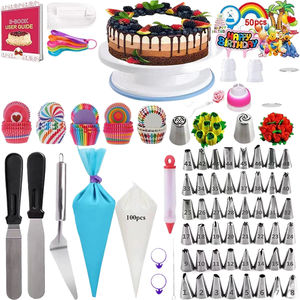 مجموعة أدوات تزيين الكيك الكاملة مع قاعدة دوارة وفوهات متعددة للخبز وتزيين الحلويات - Product Image 2