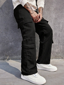 Pantalon cargo avec huit poches pour hommes avec pantalon de survêtement à la taille avec cordon de serrage solide avec personnalisation complète - Product Image 5