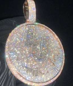 Cadena Cubana de Plata de Ley 925 Personalizable de 2CT, Estilo Hip Hop, con Colgante de Piedra Moissanita Incolora, Diseño Giratorio, Cualquier Letra - Product Image 4