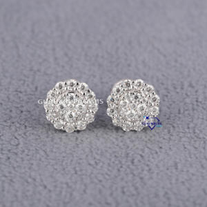 925 Sterling Silver Stud Earring Brilliant Cut Moissanite <b>Diamond</b> with VVS Clarity Gold Plated Fine Jewelry Gift for Women - Product Image 1