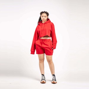 Conjunto de Top corto y pantalones cortos de lana informal para mujer: acogedor y cómodo, perfecto para descansar, uso diario y atuendos informales - Product Image 3