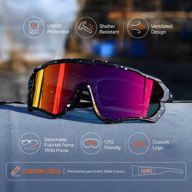 Premium TR90 Polarized Photochromic Fashionable Full Rim Cycling Glasses Interchangeable Lens UV400 Anti-impact Men Women