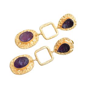 Boucles d'oreilles pendantes en laiton tendance, exportation, cristal de guérison authentique, poli miroir, plaqué or, pièce tendance, haute qualité - Product Image 5