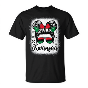 Camiseta Kwanzaa Girls Messy Bun con los Siete Principios para Promociones - Product Image 2