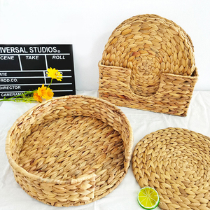 Sous-verres de table et napperons de salle à manger tissés en jacinthe avec vignes d'hortensia et feuilles napperons rembourrés - Product Image 5