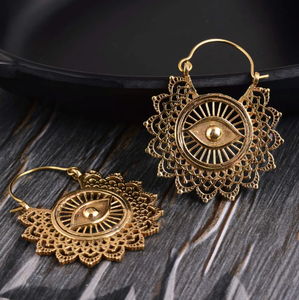 ต่างหูเครื่องรางของขลังสำหรับผู้หญิงดีไซน์แบบโบราณทำจากทองเหลืองแท้น่ารักสำหรับเป็นของขวัญเครื่องประดับเงิน - Product Image 2