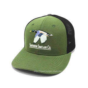 Wholesale Custom Embroidery Custom Logo on <b>Green</b> Trucker Mesh <b>Hats</b> Mid Profile High Quality Sports <b>Hats</b> - Product Image 2