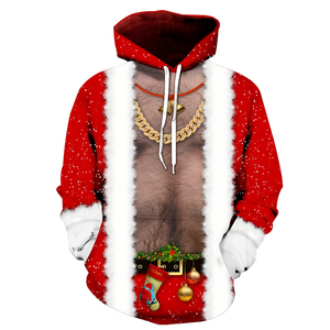 Sudadera con Capucha de Alta Calidad para Hombre, Otoño Invierno, Estampados 3D de Papá Noel y Muñeco de Nieve, Manga Larga, Estilo Urbano, Bordado Navideño - Product Image 1